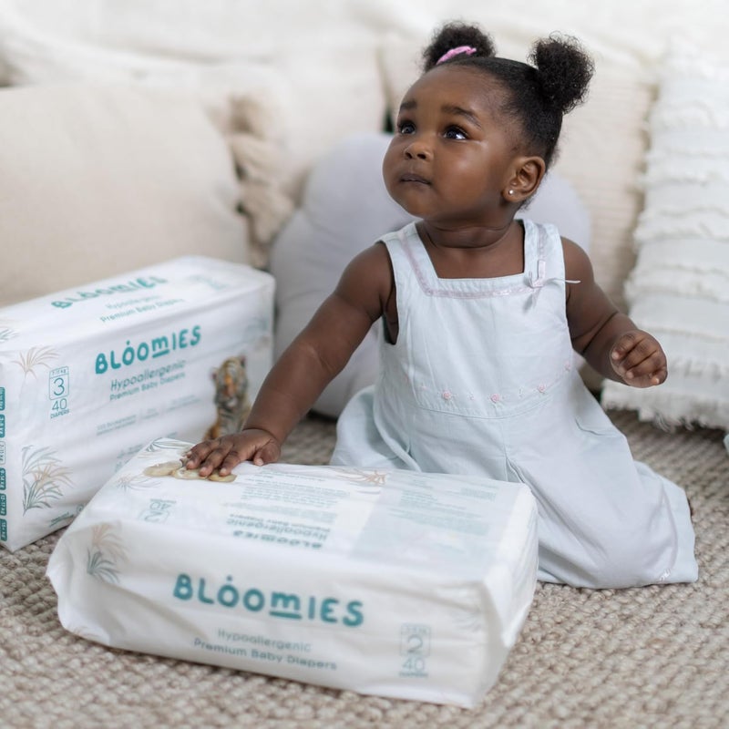 Bloomies Premium Baby Diapers Size 2,3,4, Counts 22,40,66,120, Wetness Indicator Eco-friendly and Hypoallergenic Ultra-soft Nappy Diaper Skin Friendly, Leakage Protection,100% Organic Natural Bamboo - Image 5