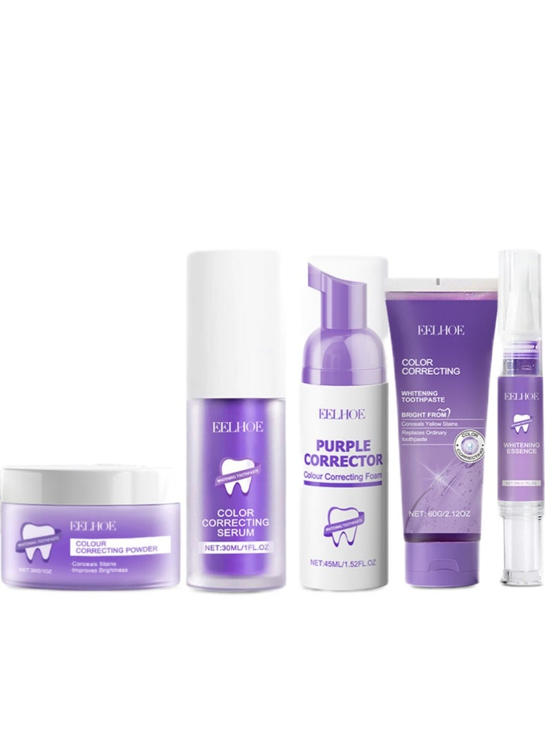 إيلهو مجموعة معجون أسنان أرجواني ، معجون أسنان أرجواني تبييض الأسنان معزز فعال سريع تفتيح تنظيف مصحح لون الأسنان لإزالة بقع الأسنان وتغيير الأسنان الصفراء للأسنان الحساسة - Image 1