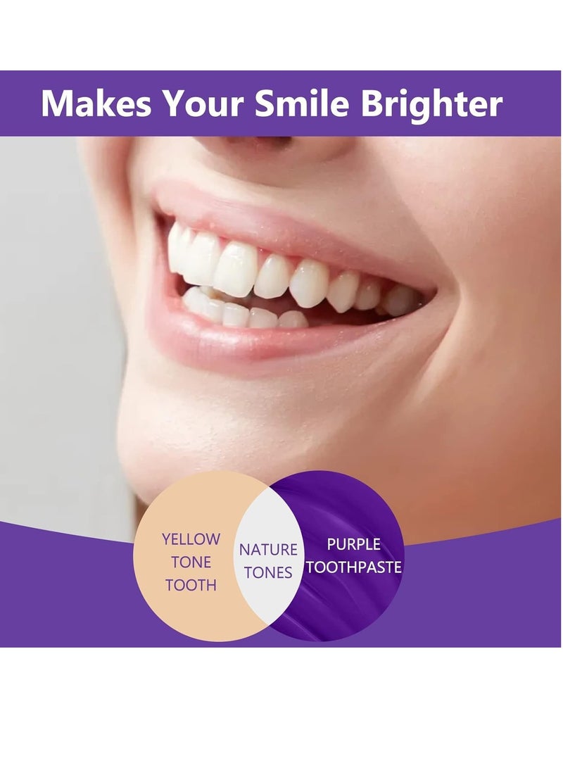 إيلهو مجموعة معجون أسنان أرجواني ، معجون أسنان أرجواني تبييض الأسنان معزز فعال سريع تفتيح تنظيف مصحح لون الأسنان لإزالة بقع الأسنان وتغيير الأسنان الصفراء للأسنان الحساسة - Image 4