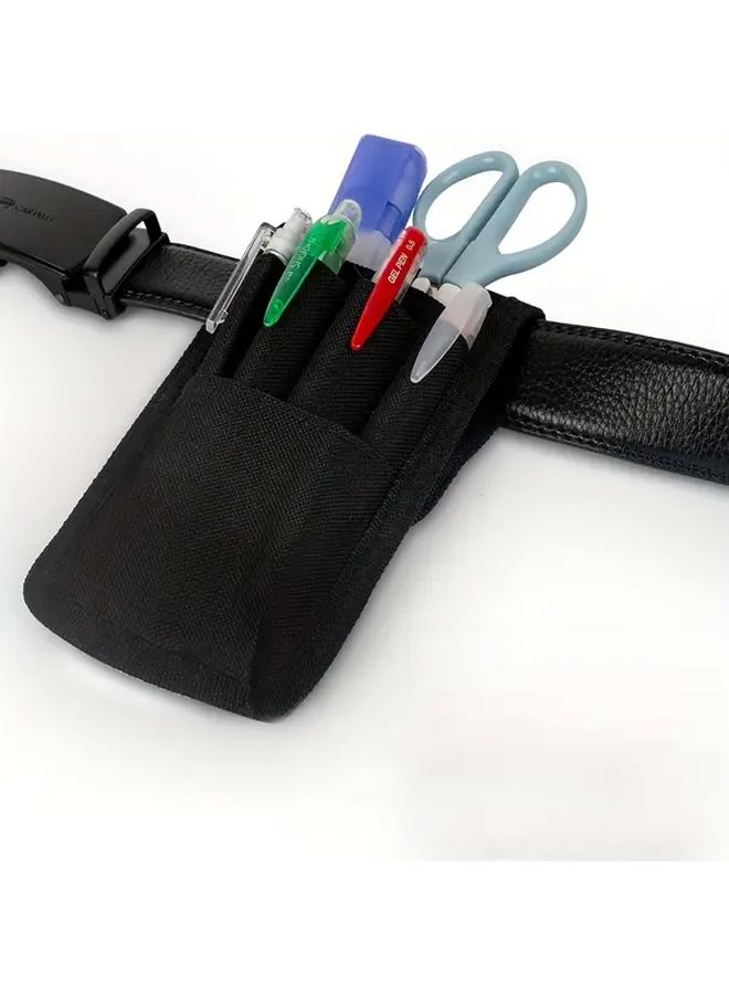 Black Adjustable Belt Pencil Case Multi Compartment Detachable Holder For School Office EDC - Image 5