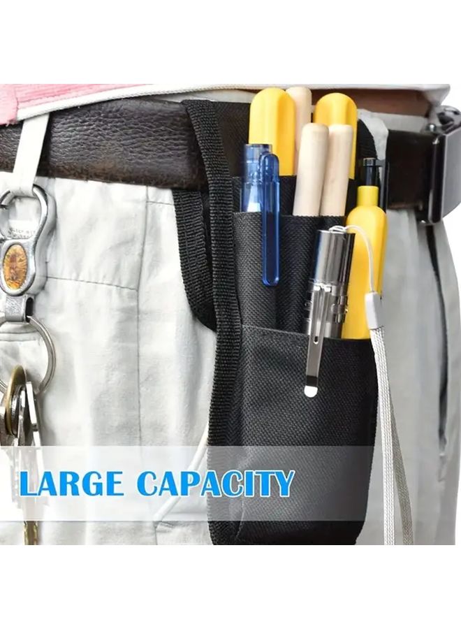 Black Adjustable Belt Pencil Case Multi Compartment Detachable Holder For School Office EDC - Image 3