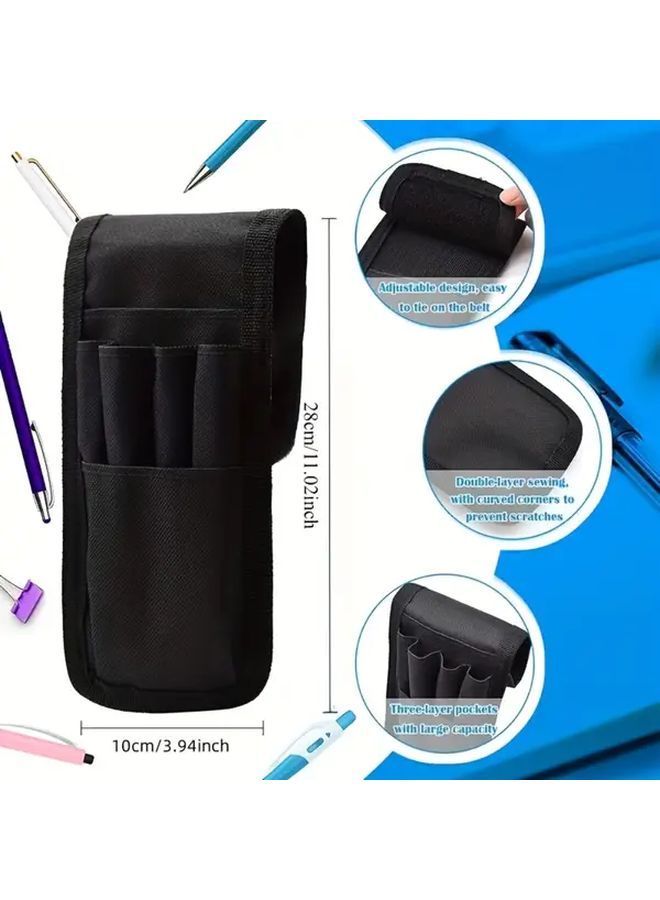Black Adjustable Belt Pencil Case Multi Compartment Detachable Holder For School Office EDC - Image 4