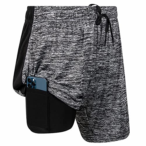 Ultra Performance 3 Pack Mens 2 in 1 Athletic Running Shorts 7 inch Inseam Workout Gym Compression Shorts for Men - Image 4
