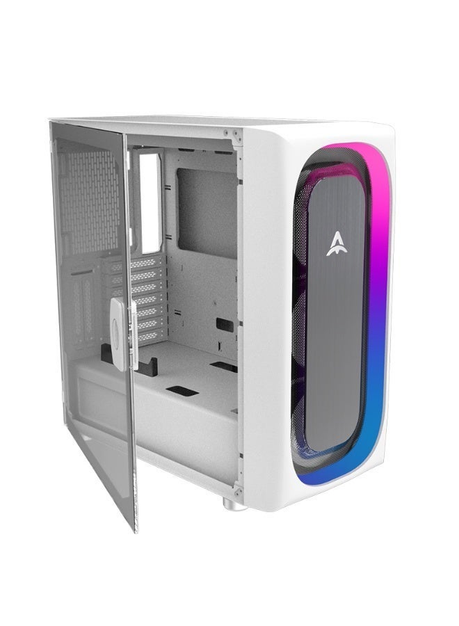 ALSEYE AI PRO ATX Mid-Tower Gaming PC Case with Tempered Glass Side Panel, ARGB Halo Front Panel & Type-C Front I/O - Image 3