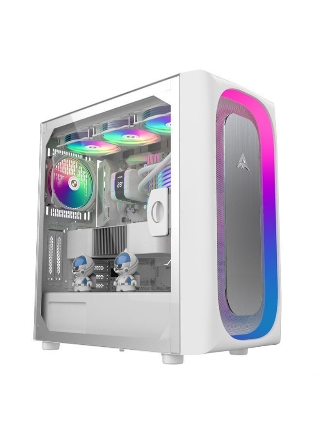 ALSEYE AI PRO ATX Mid-Tower Gaming PC Case with Tempered Glass Side Panel, ARGB Halo Front Panel & Type-C Front I/O - Image 1