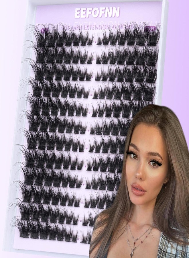 Eefofnn Full Lash Clusters Natural Cluster Eyelash Extensions D Curly Volume Individual Lashes Mink Eyelash Clusters Manga Cat Eye Lashes Clusters DIY Lash Extension Wispy Fairy Lash Clusters - Image 1