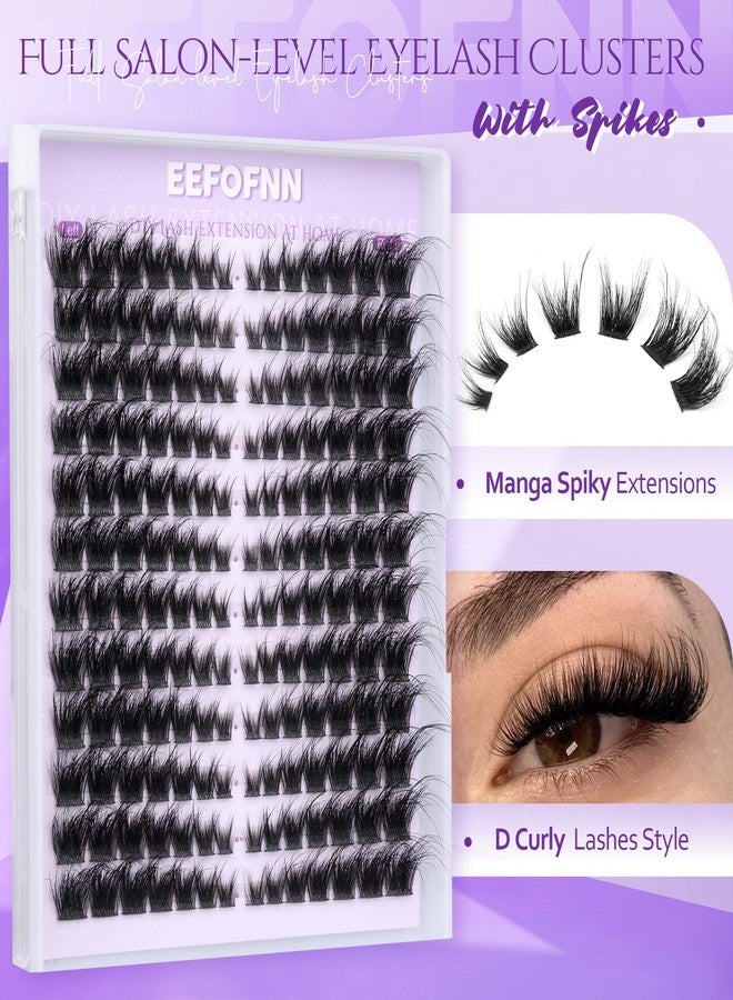 Eefofnn Full Lash Clusters Natural Cluster Eyelash Extensions D Curly Volume Individual Lashes Mink Eyelash Clusters Manga Cat Eye Lashes Clusters DIY Lash Extension Wispy Fairy Lash Clusters - Image 2