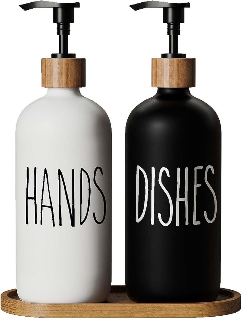 Aeakey Dish Soap Dispenser for Kitchen Sink.Glass Hand Soap Dispenser, Modern Farmhouse Decor for Bathroom,Kitchen Sink Decor - Image 1