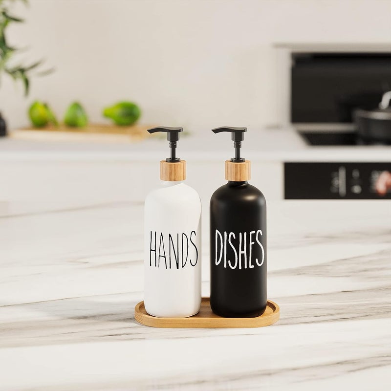 Aeakey Dish Soap Dispenser for Kitchen Sink.Glass Hand Soap Dispenser, Modern Farmhouse Decor for Bathroom,Kitchen Sink Decor - Image 3