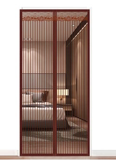 Magnetic Fly Screen Door - KASTWAVE Retractable Mesh with Magnet Sliding Hands Free Net, Pet & Kid Friendly (100x210cm, Brown)