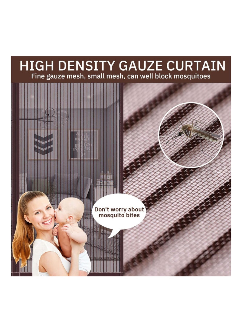 Y&D - Magnetic Fly Screen Door - KASTWAVE Retractable Mesh with Magnet Sliding Hands Free Net, Pet & Kid Friendly (100x210cm, Brown) - Image 1