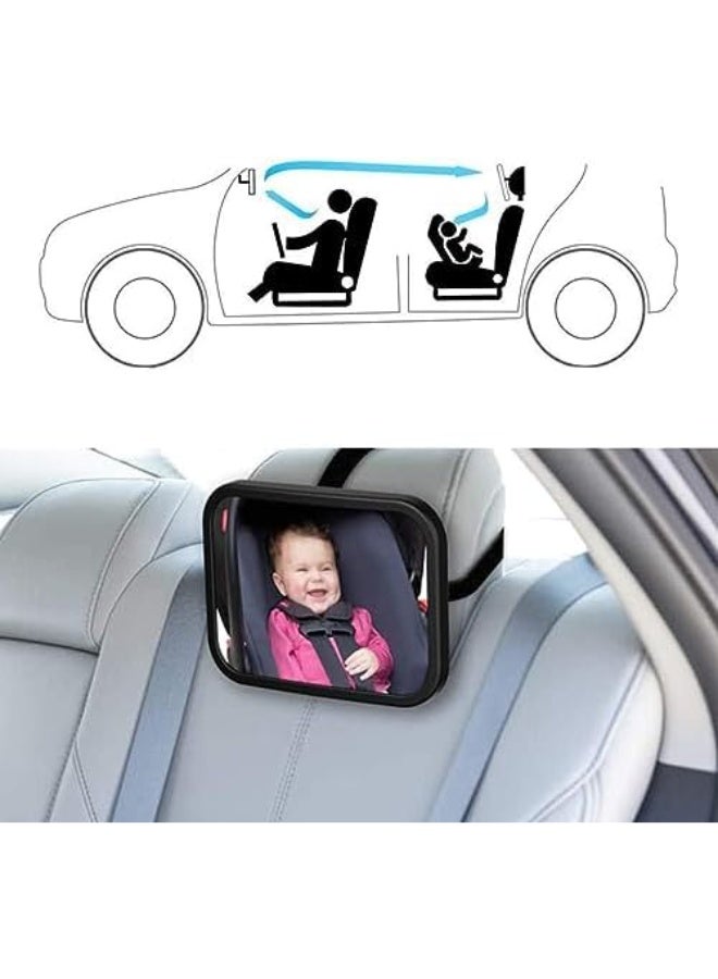 Queens Car Backseat Safety Mirror, Peace of Mind to Keep An Eye on Baby in A Rear Facing Child Seat Premium Black Frame Car Rear View Baby Car Seat Mirror for Baby Back Seat Child Seats - Image 2