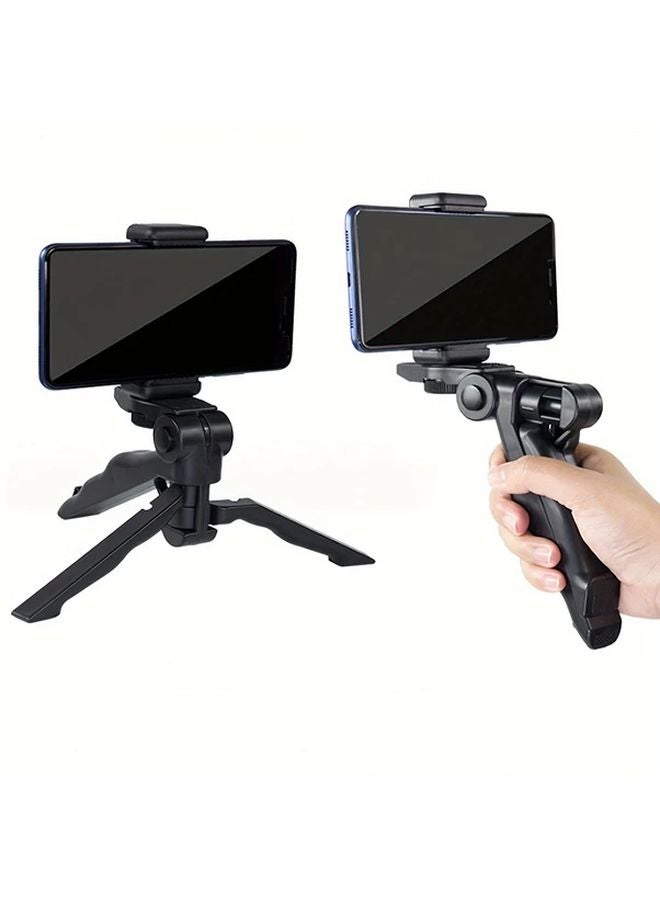 حامل ثلاثي للهواتف الذكية أسود دوّار 360 درجة مع مقابض قابلة للتعديل للتصوير الثابت والبث المباشر - Image 2