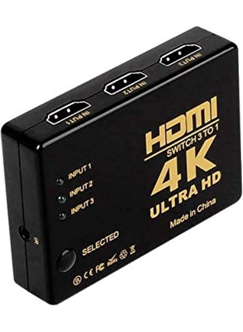 Mini 3 Port Hdmi Switch 3X1 Hdmi Switcher 3 Input 1 Output For Hdtv 1080P Video Black