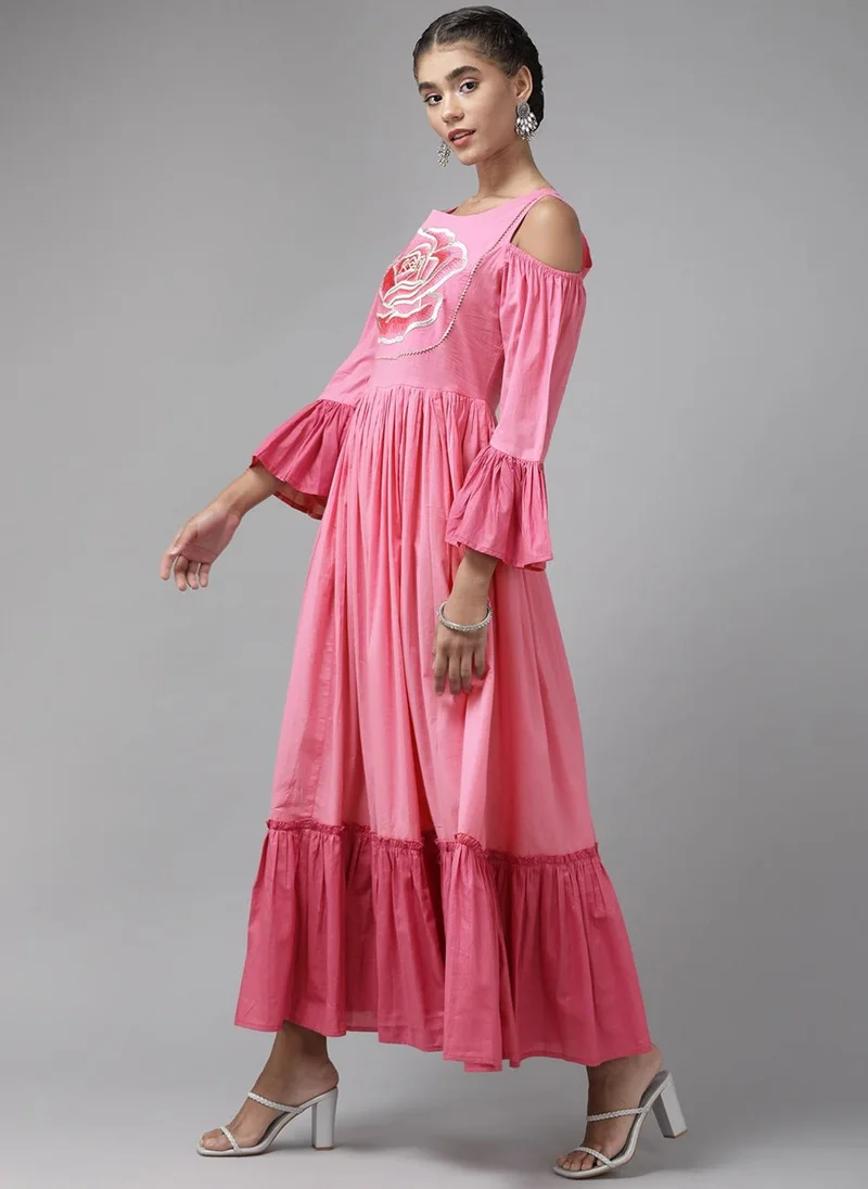 ZERESOUQ Pink Ethnic Maxi Dress