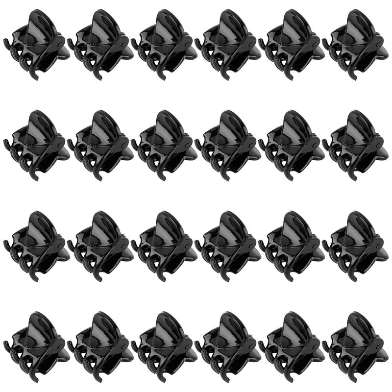 AUEAR, 24 Pack Mini Jaw Clips Plastic Hair Claw for Girls and Women Black Small