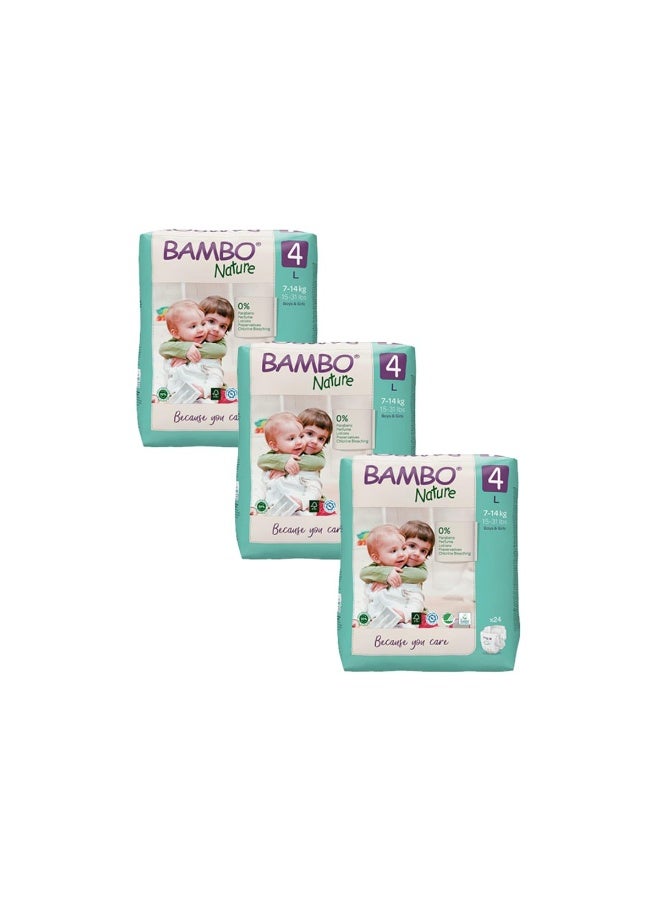 Bambo Nature Premium Baby Tape Diapers for Baby Large Size (7-14 Kgs), Super Absorbent, Breathable, Extra Soft, Dermatologically Tested Toddler Nappies, Bamboo Diaper With Wetness Indicator, 72 Count - Image 1