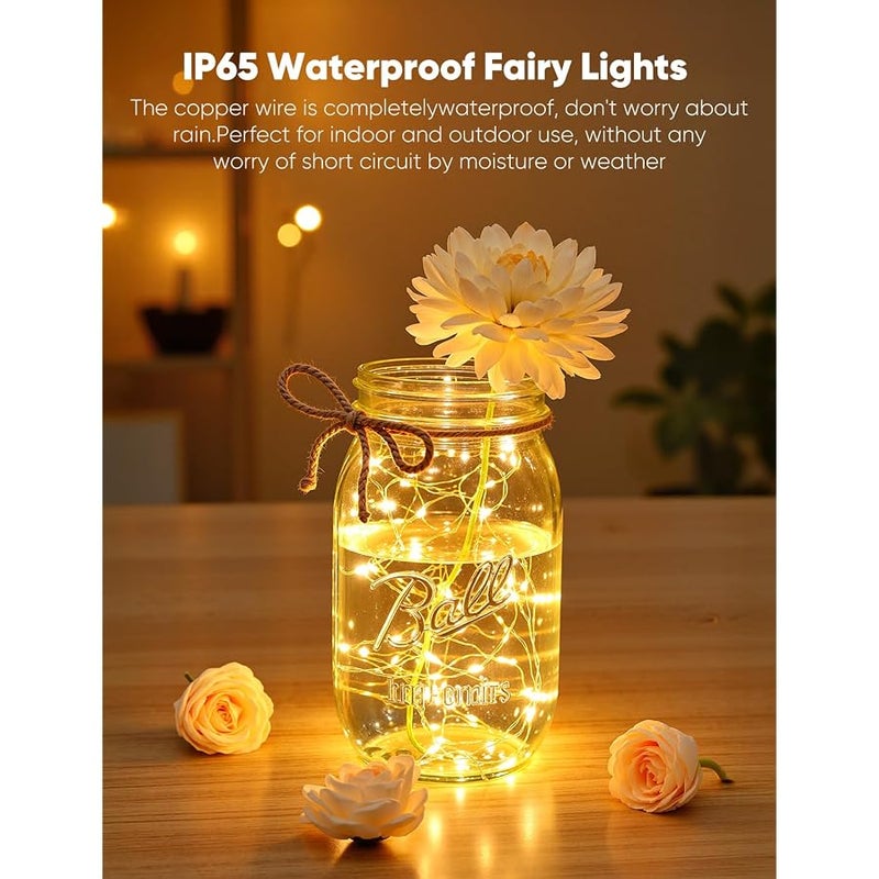 برايتاون Brightown 14 Pack LED Fairy Lights Battery Operated String Lights, 7ft 20LED Waterproof Silver Wire String Lights, Firefly Starry Moon Lights for Mason Jars DIY Christmas Wedding Party Bedroom - Image 5
