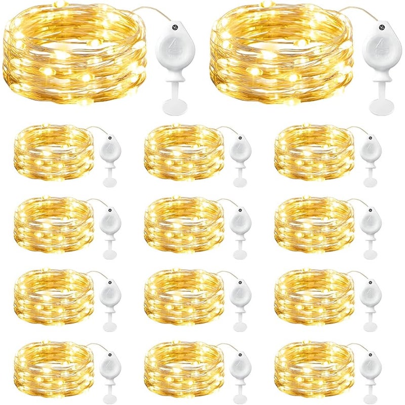 برايتاون Brightown 14 Pack LED Fairy Lights Battery Operated String Lights, 7ft 20LED Waterproof Silver Wire String Lights, Firefly Starry Moon Lights for Mason Jars DIY Christmas Wedding Party Bedroom - Image 1