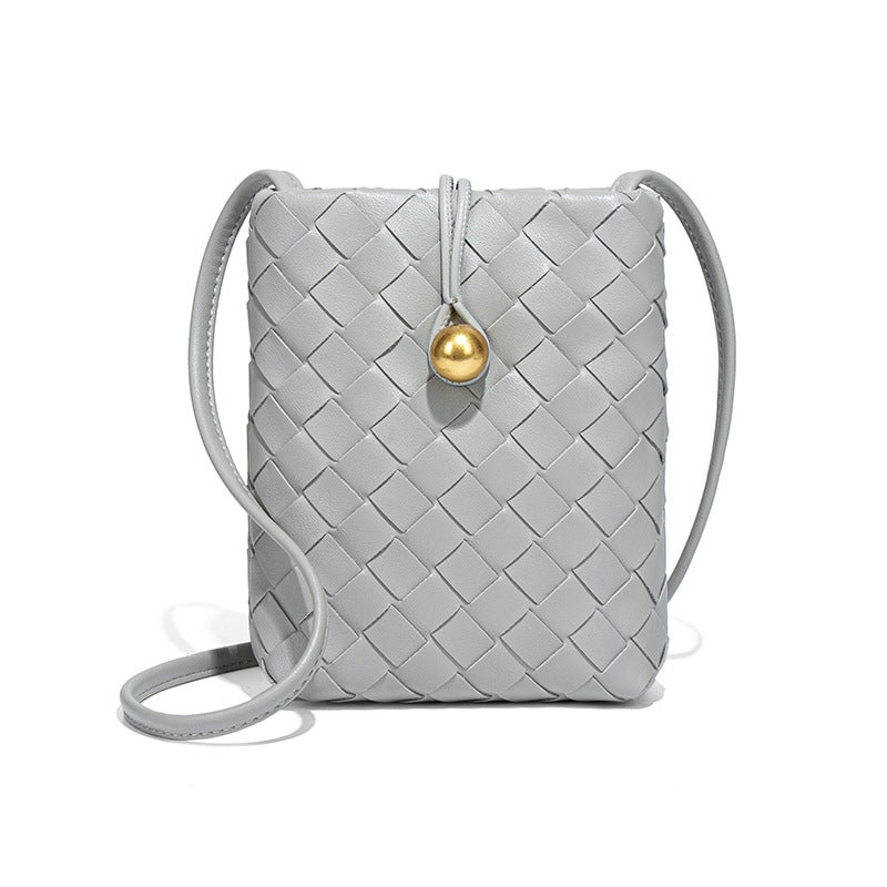 Fashion Mini Vertical Woven Mobile Phone Bag Retro All-Match Crossbody Coin Purse Niche Texturistic Fashionable Shoulder Bag For Women - Image 1