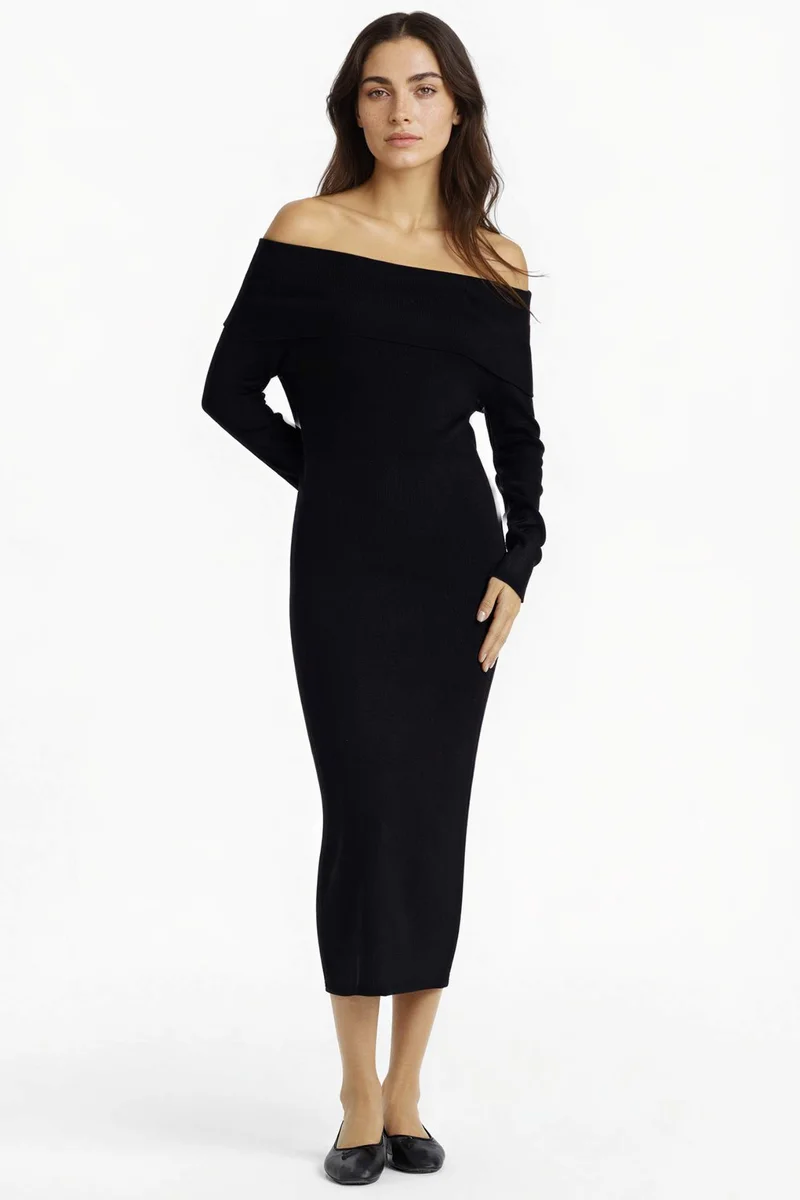 DeFacto Slim Fit Strapless Knitwear Dress