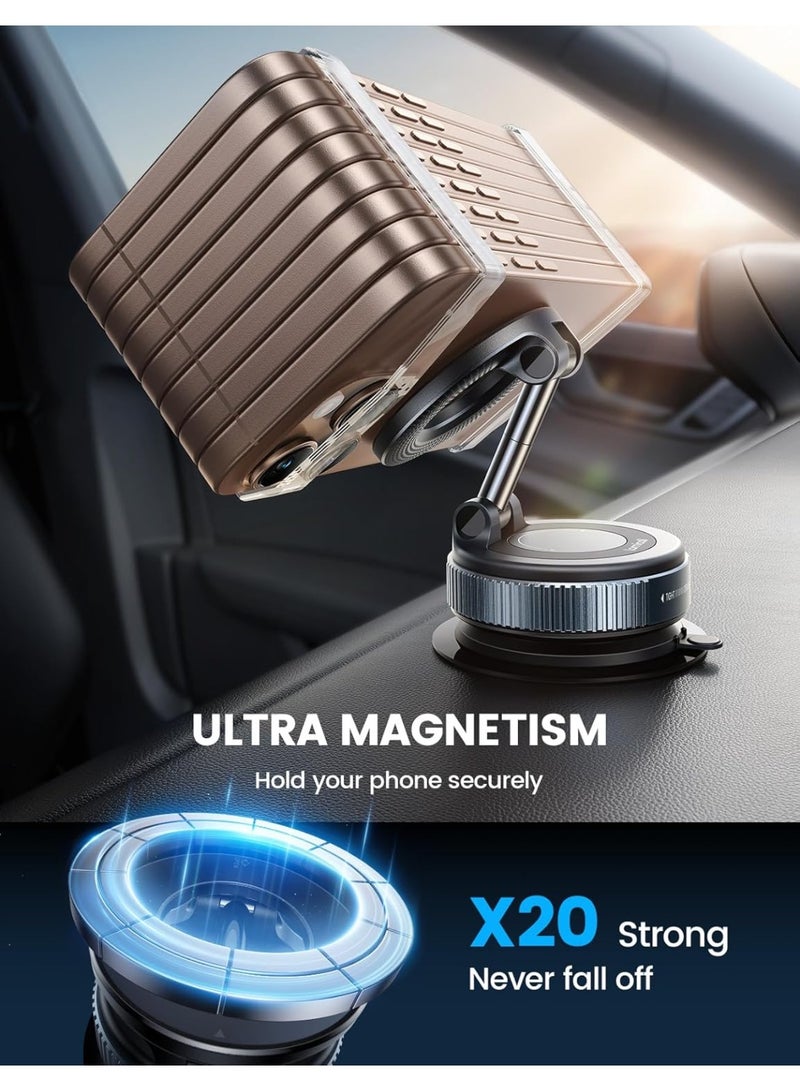 Car Phone Holder - [70 LBS Strongest Suction] for Magsafe Car Mount, 360° Adjustable Suction Cup Phone Mount Dashboard Windshield Vacuum Magnetic Phone Holder for Car fit iPhone 17 16 Pro Max - Image 5