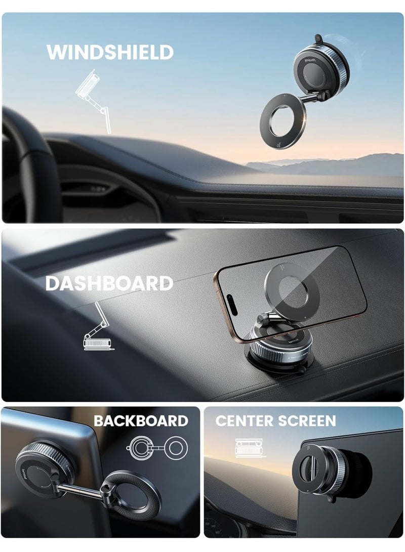 Car Phone Holder - [70 LBS Strongest Suction] for Magsafe Car Mount, 360° Adjustable Suction Cup Phone Mount Dashboard Windshield Vacuum Magnetic Phone Holder for Car fit iPhone 17 16 Pro Max - Image 2