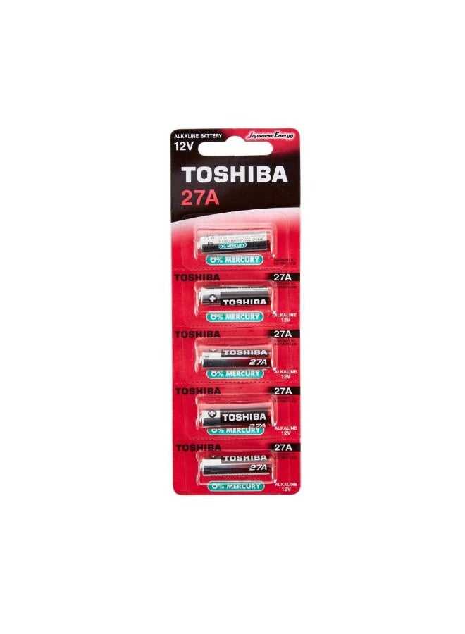 Toshiba Pack Of 5 - Alkaline Batteries 27A 12V - Image 1
