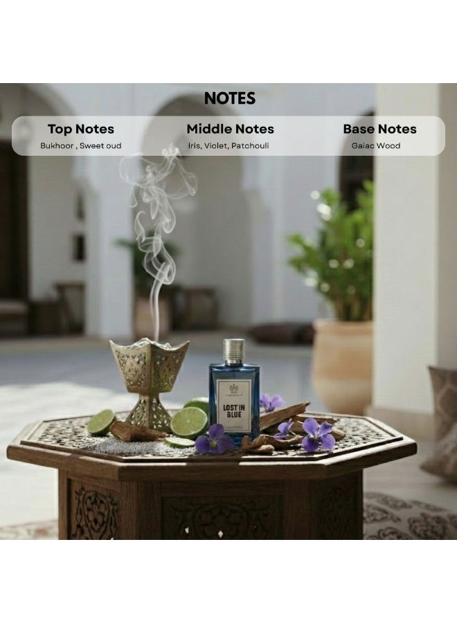 UpperNotes Lost in Blue EDP Unisex 80ml | Mandarin Iris Violet Patchouli Powdery Clean | Fresh Long Lasting Elegant Daily Fragrance UAE - Image 5
