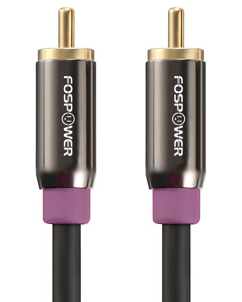 FosPower Subwoofer Cable (15 FT) RCA to RCA Audio Stereo Cable, Male to Male - Dual Shielded Cord | 24K Gold Plated Connector | Corrosion Resistant | Clean Sounding Signal - Image 1