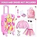 BDDOLL American 18 Inch Doll Clothes and Accessories with Travel Suitcase and Makeup fit 18 Inch Doll Includes Suitcase Backpack Sunglasses Lipstick Eyeshadow Palette Bracelet Hair Blusher - Image 4