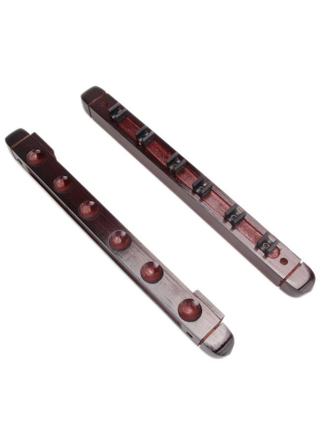 MOOCY 2-Piece Billiard Pool Wall Mount Holds 6 Cue Sticks Solid Natural Wood Rack - Image 2