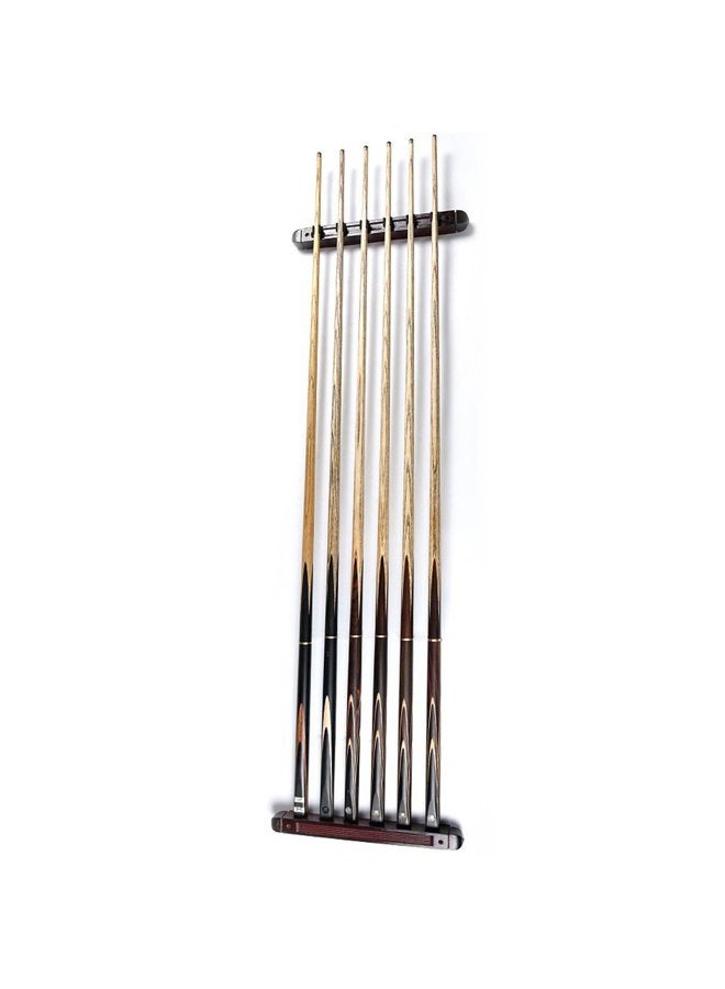 MOOCY 2-Piece Billiard Pool Wall Mount Holds 6 Cue Sticks Solid Natural Wood Rack - Image 1