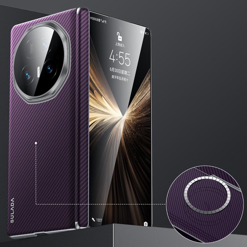 سولادا جراب هاتف For Honor Magic V5 600D Kevlar Texture Pc مقاوم للصدمات (أرجواني) - Image 1