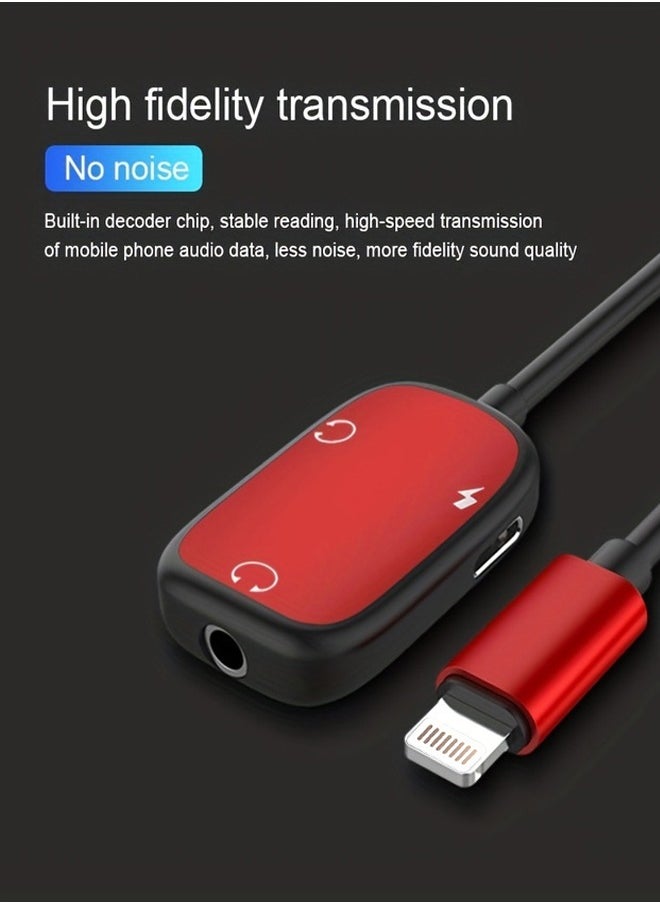 Generic - 2 in1 lightning to 3.5mm headphone jack audio converter adapter DAC digital chip suitable for iPhone Audio conversion while charging - Image 1