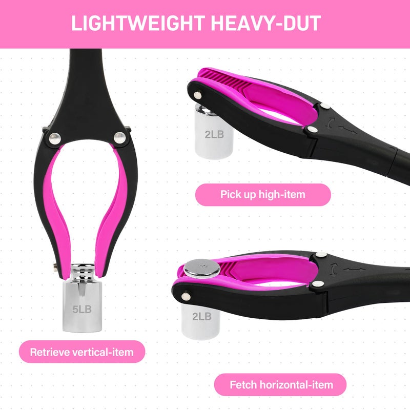 GrabRunner 2 Pack 32 inch GrabRunner Reacher Grabber Tool with Strong Magnetic and Swivel Head (New Pink) - Image 4