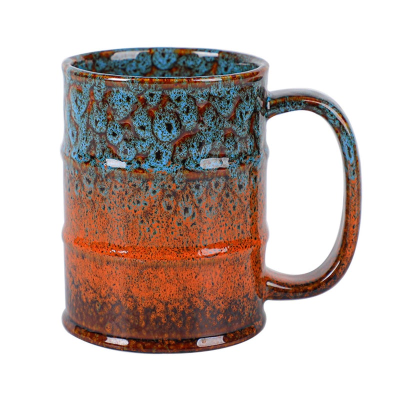LGQ Blue and Brown 20 oz Ceramic Coffee Mugs - Large, Dishwasher and Microwave Safe, Perfect for Office and Home - Image 1