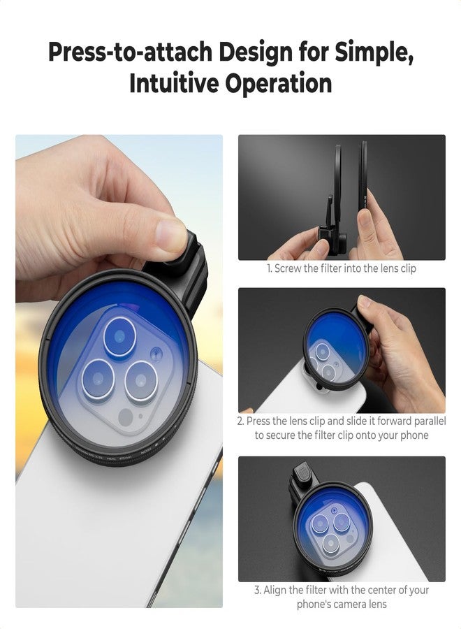 K&F CONCEPT 67mm Press-on CPL Phone Lens Filter Kit, Polarizing Filter Compatible with iPhone 17/16/15/14/13/12 Standard, 16/15/14/13/12 Pro/Pro Max, 67mm Threaded Filters - Image 5