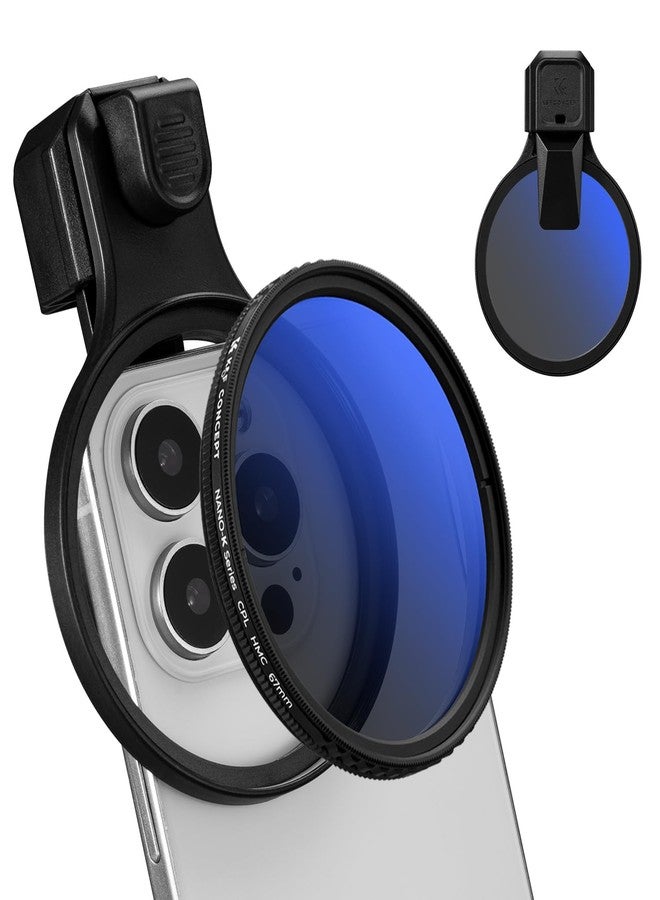 K&F CONCEPT 67mm Press-on CPL Phone Lens Filter Kit, Polarizing Filter Compatible with iPhone 17/16/15/14/13/12 Standard, 16/15/14/13/12 Pro/Pro Max, 67mm Threaded Filters - Image 1