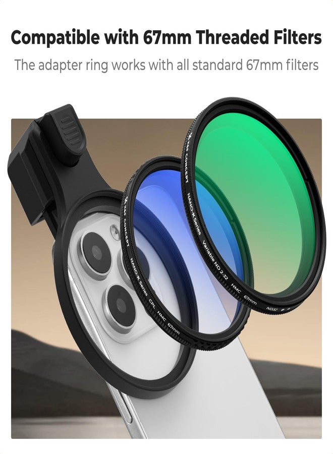 K&F CONCEPT 67mm Press-on CPL Phone Lens Filter Kit, Polarizing Filter Compatible with iPhone 17/16/15/14/13/12 Standard, 16/15/14/13/12 Pro/Pro Max, 67mm Threaded Filters - Image 4