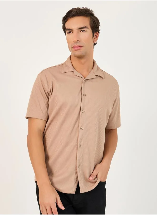 Styli Textured Relaxed Fit Short Sleeve Shirt