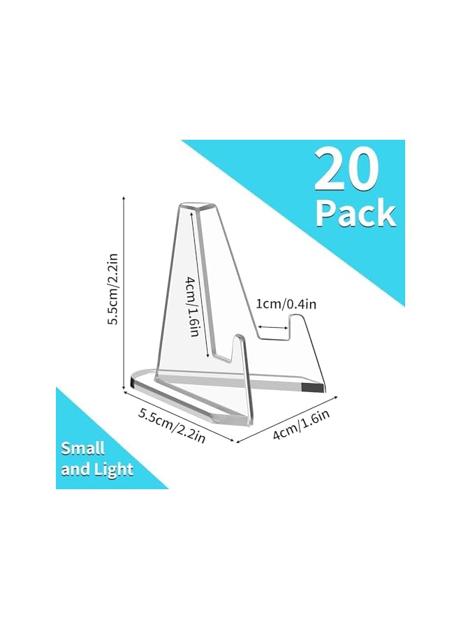 The Bros Card Display Stand, 20 Pack Small Easel Stand, Acrylic Picture Holder Stands, for Challenge Coin Graded Card Sports Card Trading Card PSA Card Baseball Card (2.2 Inch Tall)  - Image 3