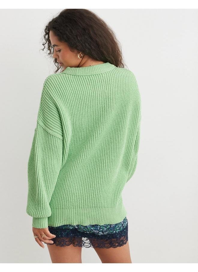 Aerie - Crew Neck Knitted Sweater - Image 1