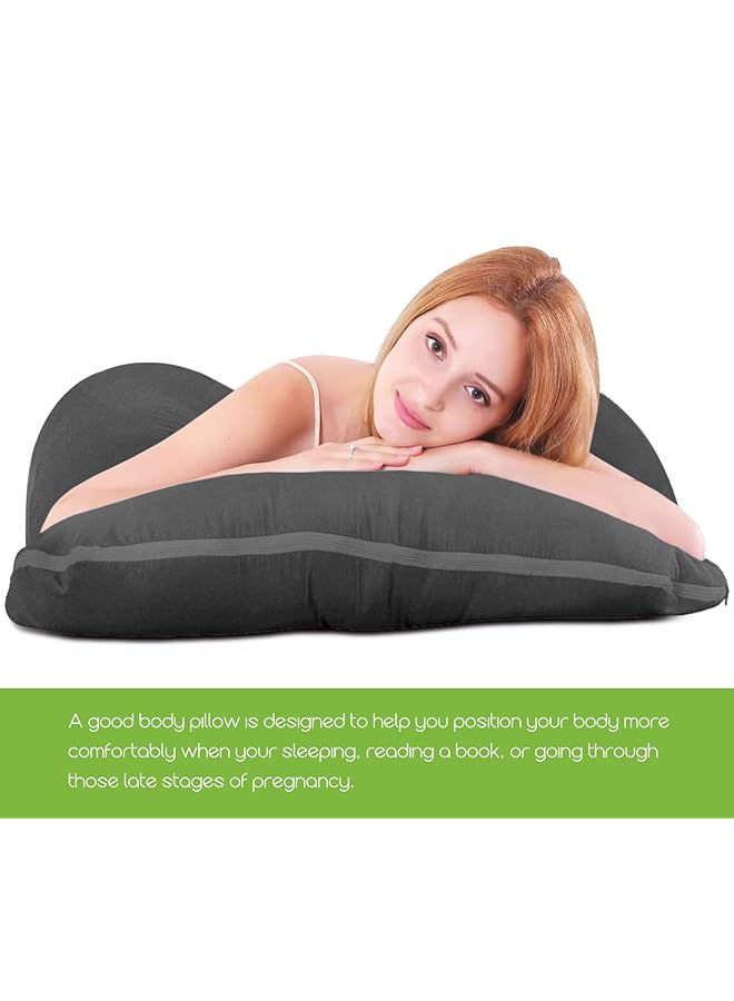 كوزمو بلس غطاء وسادة الحمل على شكل حرف U غطاء وسادة كامل الجسم للأمومة مصنوع من قماش جيرسي قابل للتمدد وجيد التهوية يوفر دعمًا للنوم والحمل باللون الرمادي الفاتح - Image 4