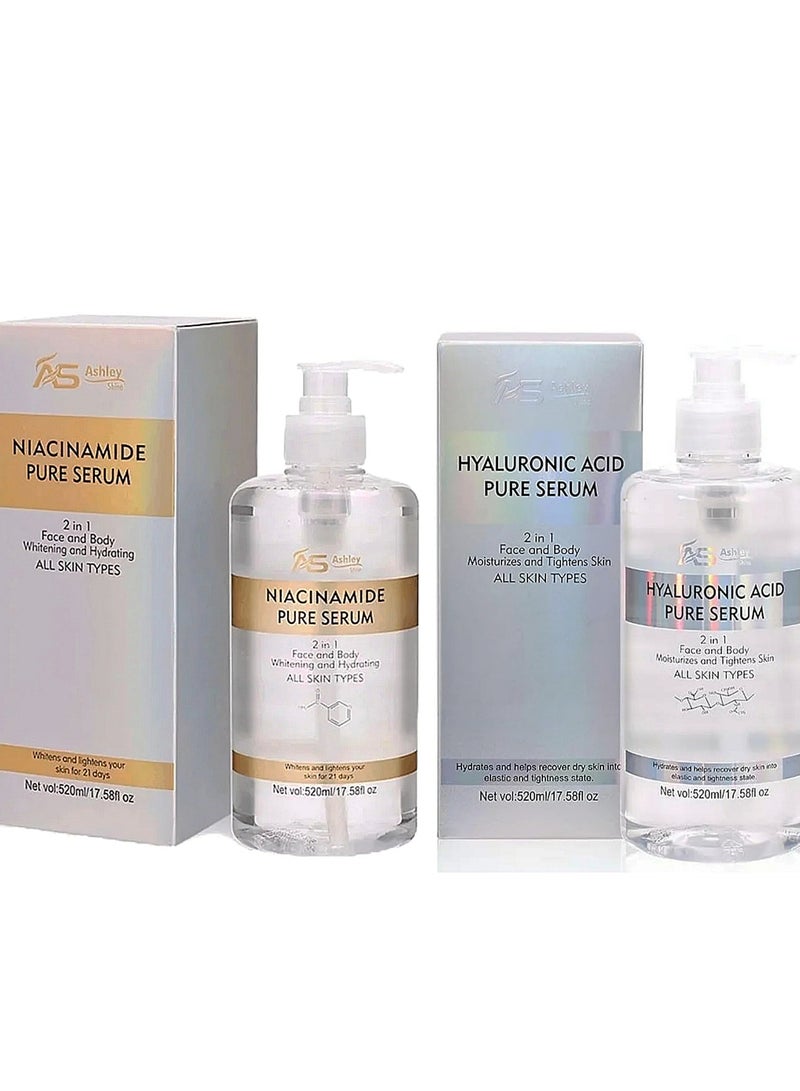 آشلي اشلي شاين نياسيناميد وحمض الهيالورونيك سيروم نقي 2*520 مل - Image 1