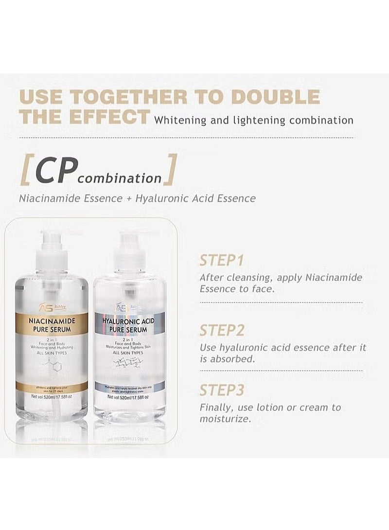 آشلي اشلي شاين نياسيناميد وحمض الهيالورونيك سيروم نقي 2*520 مل - Image 3