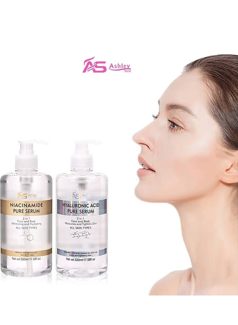 آشلي اشلي شاين نياسيناميد وحمض الهيالورونيك سيروم نقي 2*520 مل - Image 2