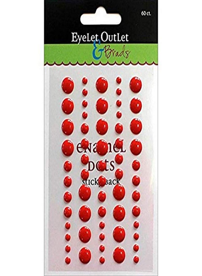 Eyelet Outlet Adhesive-Back Enamel Dot (60 Pack), Red