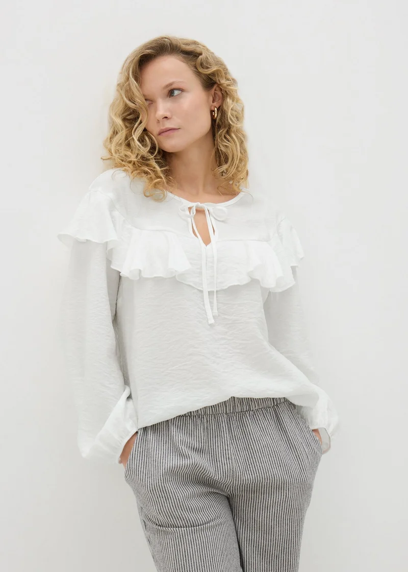 Matalan White Frill Tie Neck Blouse