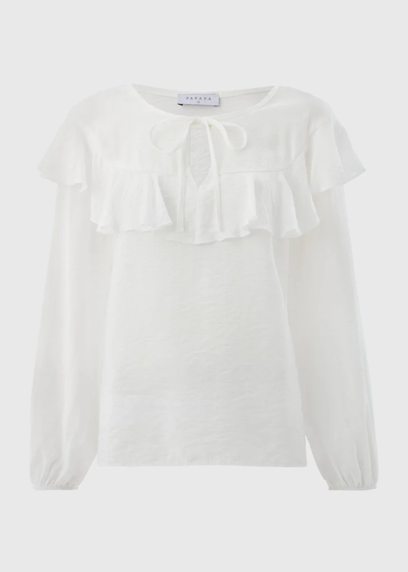 Matalan White Frill Tie Neck Blouse